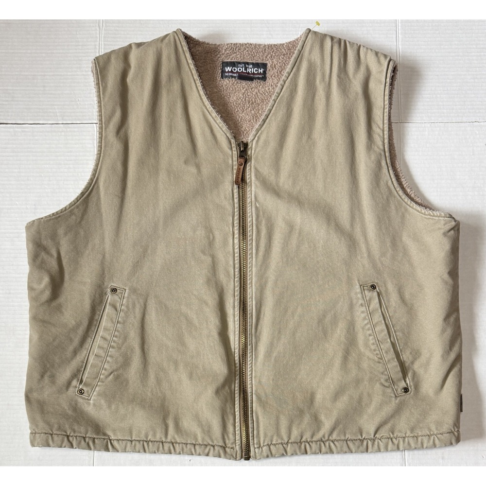 WOOLRICH - Men's Canvas Sherpa Lined Hiking Vest - Size X-Large*